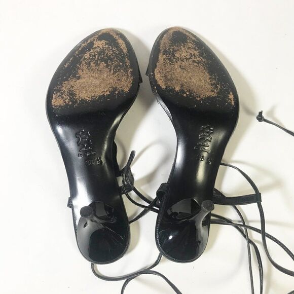 Black Ankle Wrapping Small Heel Sandal - Picture 4 of 4